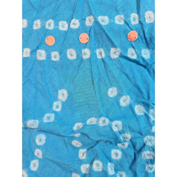 Handmade Blue boho midi skirt adjustable tie waist mirror sequins One Size New - Picture 15 of 16